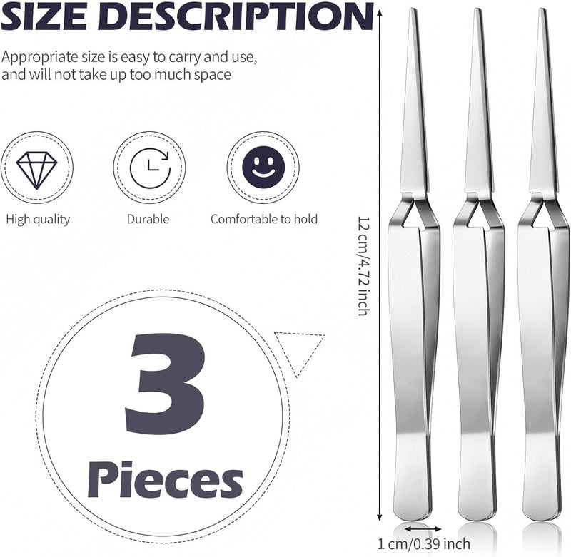 Minatee 3 Pieces Reverse Tweezers for Crafting Cross Locking Electronics Tweezers Reverse Action Forceps Tension Stainless Steel Craft Jewelry Electronics Laboratory - Image 2